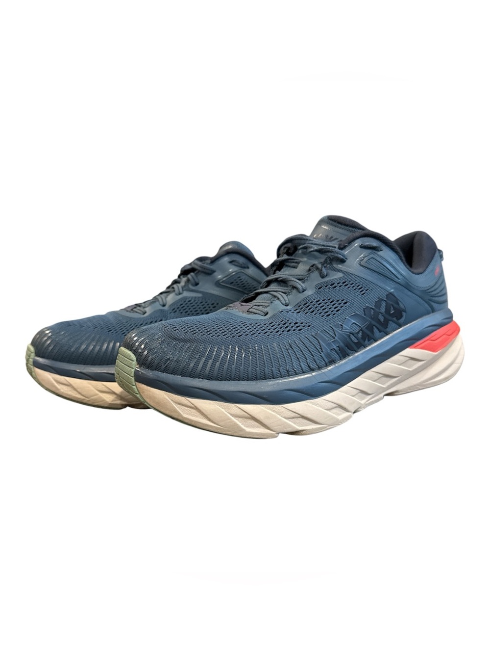 Hoka One One Bondi 7 Blue Running Gym Shoes Mens Size 10.5 Wide Fit